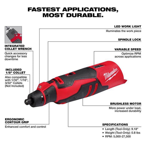 Milwaukee m12 Rotary Tool to Brshl