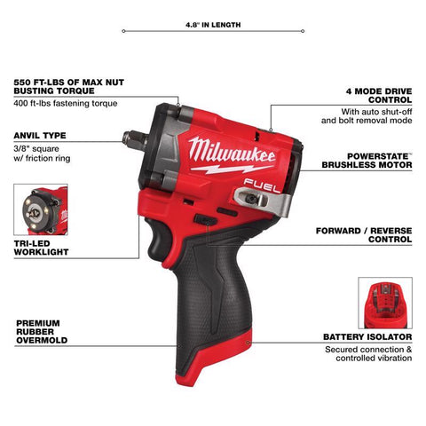 Milwaukee M12 3/8" Imp Wrench