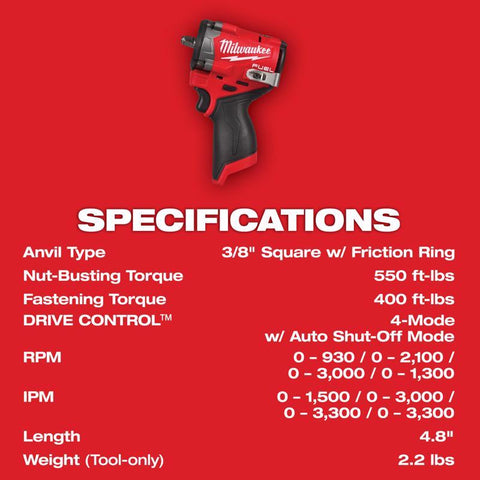 Milwaukee M12 3/8" Imp Wrench