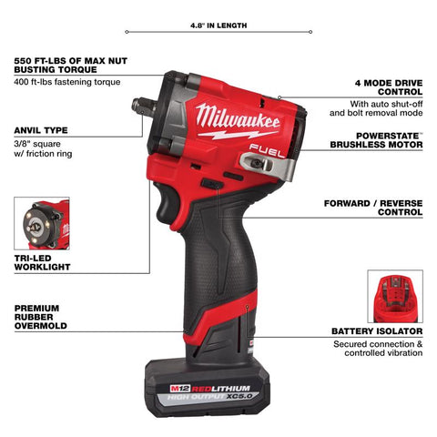 Milwaukee M12 3/8" ImpWrench Kit