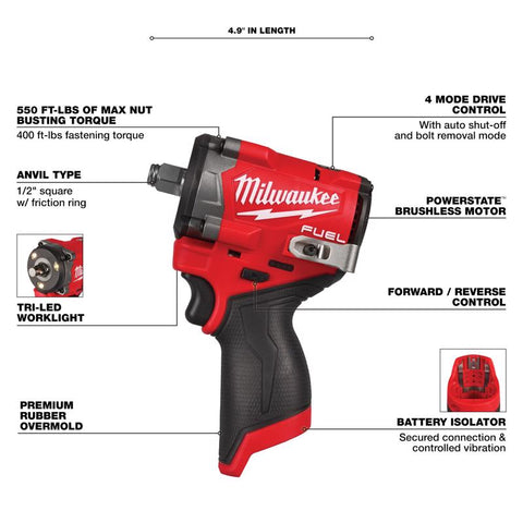 Milwaukee M12 1/2" Imp Wrench