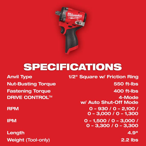 Milwaukee M12 1/2" Imp Wrench