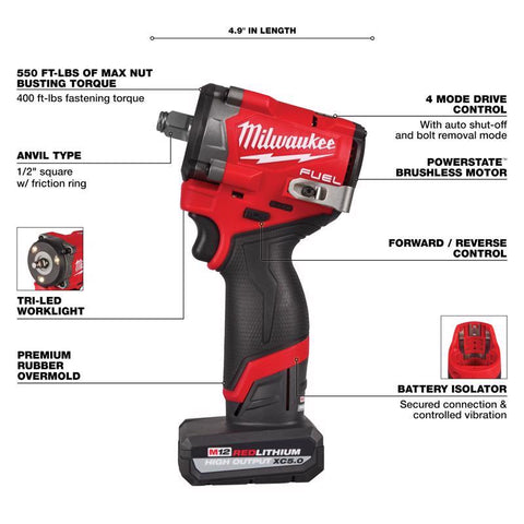 Milwaukee M12 Impact Wrench 1/2 2B