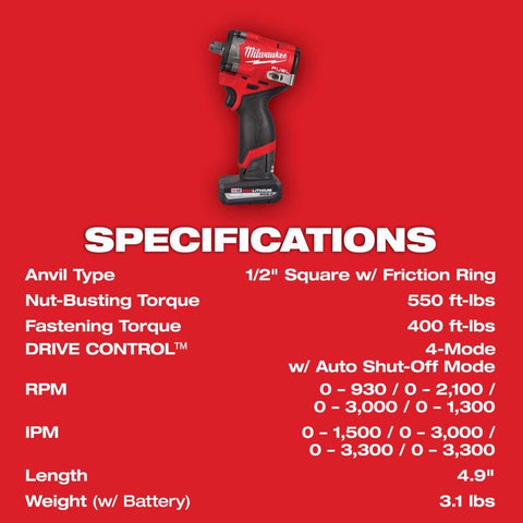 Milwaukee M12 Impact Wrench 1/2 2B