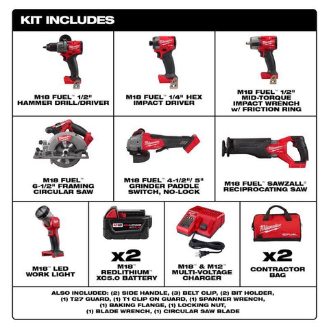 Milwaukee M18 Combo Kit 7TL BRLS