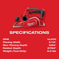 Milwaukee M18 3-1/4" Planer