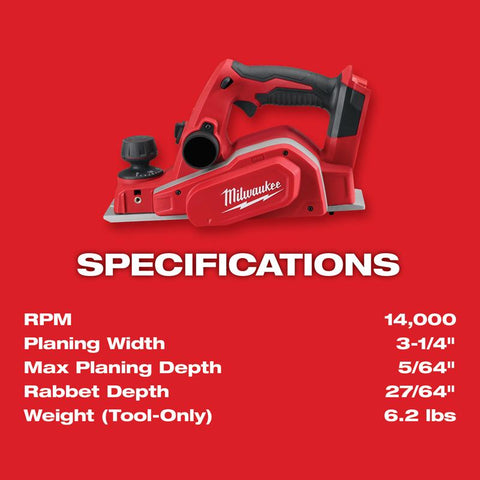 Milwaukee M18 3-1/4" Planer