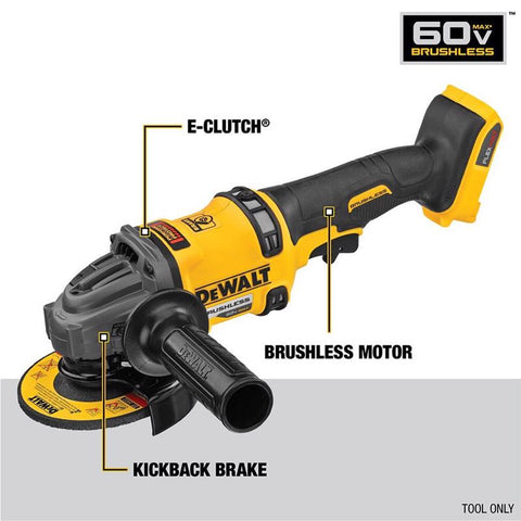 DeWalt Brushless Cordless Grinder with Kickback Brake, 60 Volts