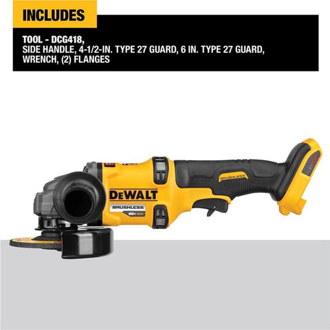 DeWalt Brushless Cordless Grinder with Kickback Brake, 60 Volts