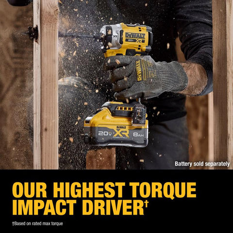 DeWalt Impact Driver, Tool Only, 20 V, 1/4 in Drive, 4500 ipm, 3800