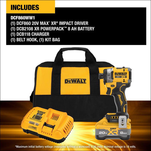 DeWalt 20V MAX XR 1/4 in. 3-Speed Impact Driver Kit (Battery