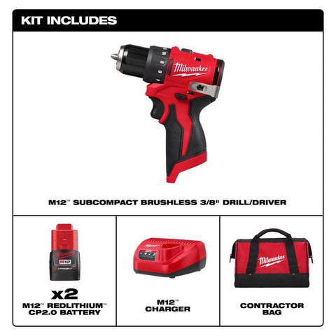 Milwaukee M12 SCPBL Drill Kit