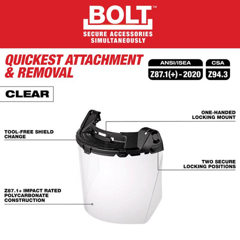 Milwaukee Face Shield Clr Mw Bolt