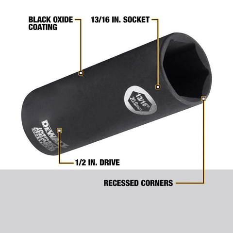 DeWalt Deep Imapact Socket 13/16" x 1/2" Drive