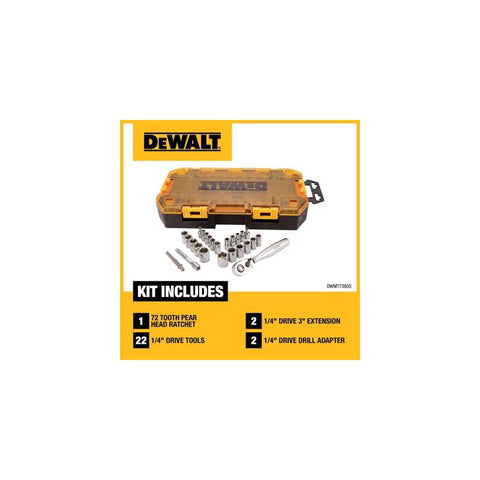 DeWalt Stackable 1/4" Drive Socket Set, 25 Piece