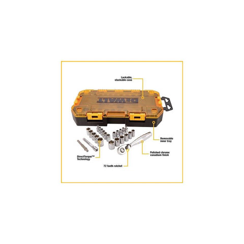 DeWalt Stackable 1/4" Drive Socket Set, 25 Piece