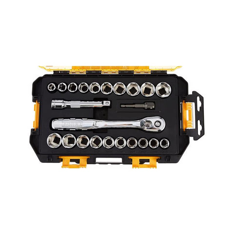 DeWalt Metric and SAE Drive Socket Set, 1/2", 23 Piece