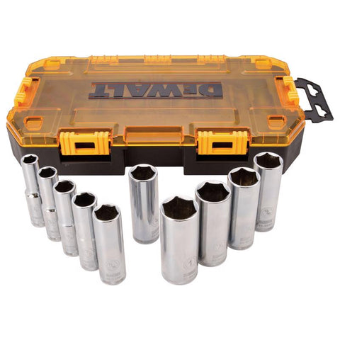 DeWalt 1/2" Drive SAE Deep Socket Set, 10 Piece