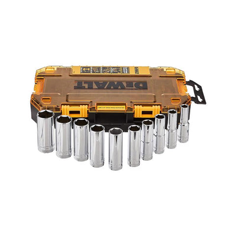 DeWalt 1/2" Drive SAE Deep Socket Set, 10 Piece