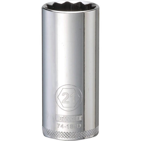 DeWalt Metric 12 Point Deep Socket, 3/8" Drive, 21mm