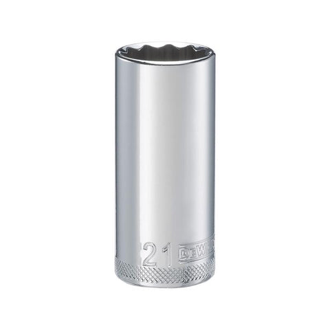 DeWalt Metric 12 Point Deep Socket, 3/8" Drive, 21mm
