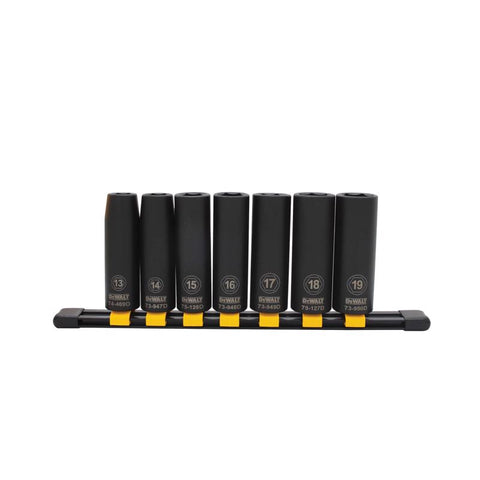 DeWalt Metric Deep Impact Socket Set, 7 Piece, Black