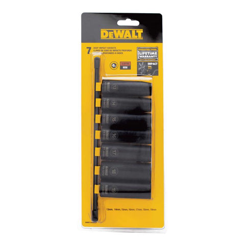 DeWalt Metric Deep Impact Socket Set, 7 Piece, Black