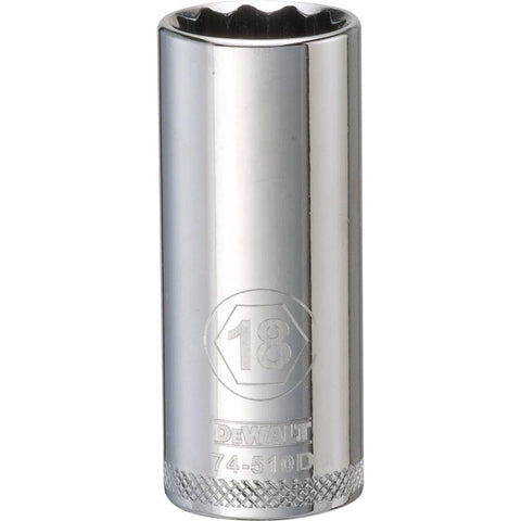 DeWalt Metric 12 Point Socket, 3/8" Drive, 18mm