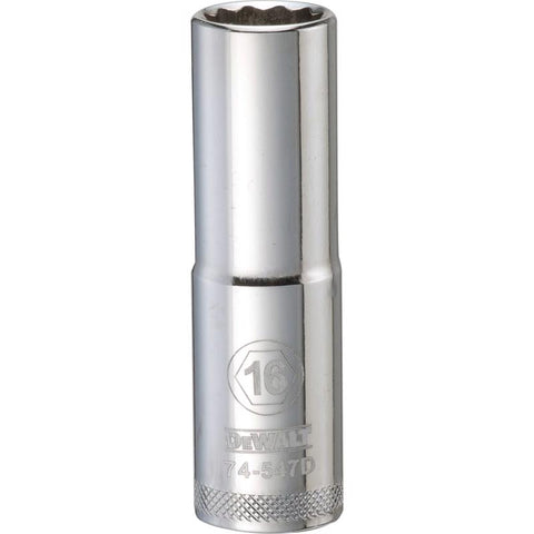DeWalt Metric 12 Point 1/2" Drive Deep Socket, 16mm