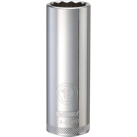 DeWalt Metric 12 Point Socket, 1/2" Drive, 19MM