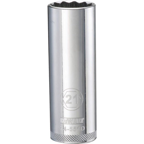 DeWalt Metric 12 Point Socket, 1/2" Drive, 21mm