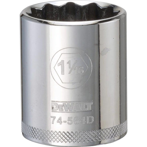 DeWalt SAE 12 Point Socket, 1/2" Drive, 1-1/16"