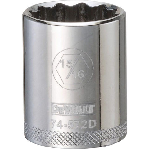 DeWalt SAE 12 Point 1/2" Drive Socket, 15/16"