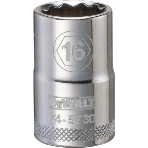 DeWalt Metric 12 Point Socket, 1/2" Drive, 16mm