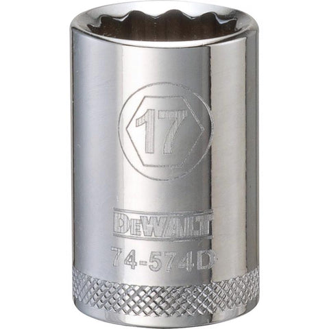 DeWalt Metric 12 Point 1/2" Drive Socket, 17mm
