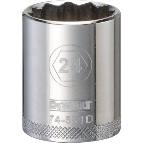 DeWalt Metric Standard Socket, 24 mm x 1/2" Drive, 12 Point