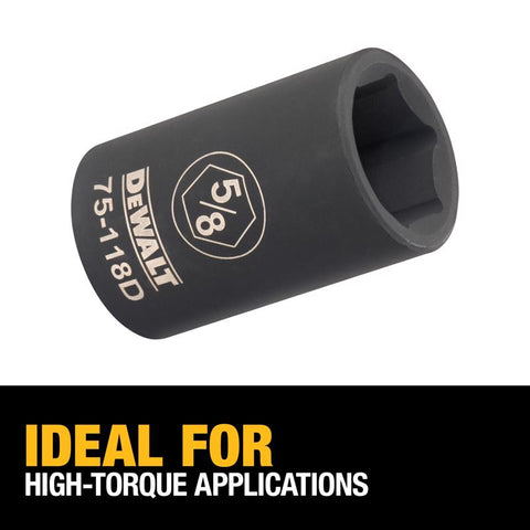 DeWalt SAE 6 Point Impact Socket, 1/2" Drive, 5/8"