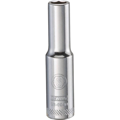 DeWalt Metric Deep Socket, 1/4'' Drive x 6 mm, 6 Points