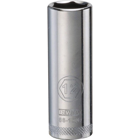 DeWalt Metric Deep Socket, 12 mm x 1/4" Drive, 6 Point