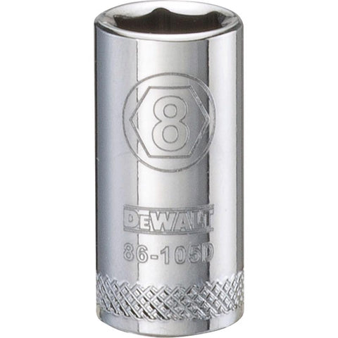 DeWalt Metric Deep Socket, 8 mm x 1/4" Drive, 6 Point
