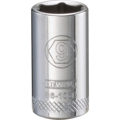 DeWalt Metric Deep Socket, 9 mm x 1/4" Drive, 6 Point