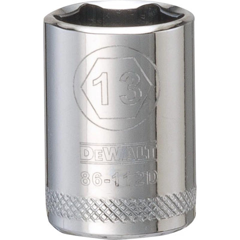 DeWalt Metric Deep Socket, 13 mm x 1/4" Drive, 6 Points