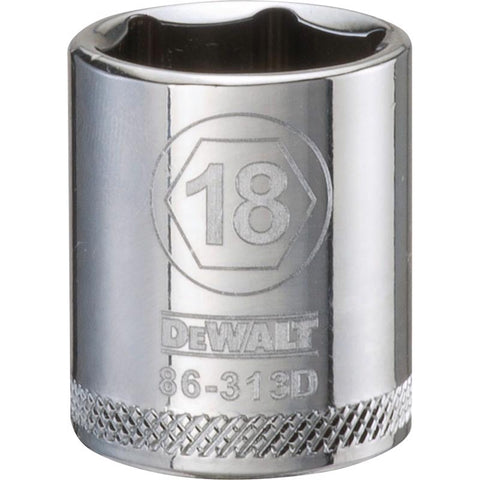DeWalt Metric Standard Socket, 18 mm x 3/8" Drive, 6 Point