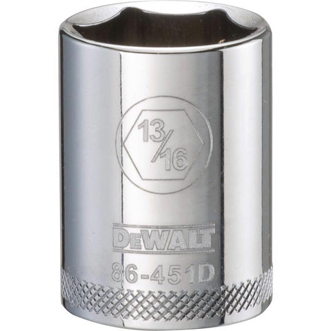 DeWalt SAE Standard Socket, 13/16" x 1/2 Drive, 6 Point