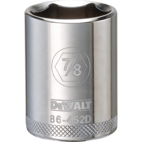 DeWalt SAE Standard Socket, 7/8" x 1/2" Drive, 6 Point
