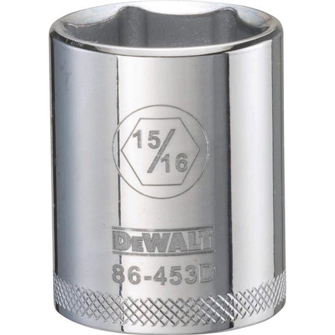 DeWalt SAE Standard Socket, 15/16" x 1/2" Drive, 6 Point