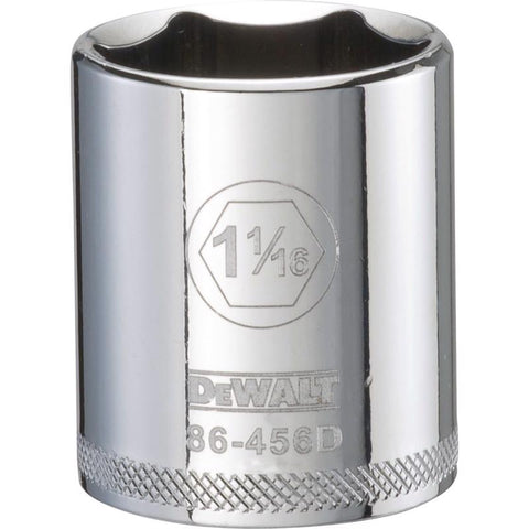 DeWalt SAE Standard Socket, 1-1/16" x 1/2" Drive, 6 Point