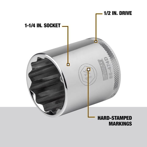 DeWalt Socket 1-1/4x1/2" SAE