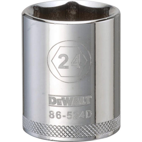 DeWalt Metric Standard Socket, 24 MM, 1/2" Drive
