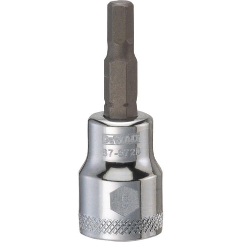 DeWalt Polished Chrome Vanadium Hex Bit Sockets, 3/8" Drive, 5 mm